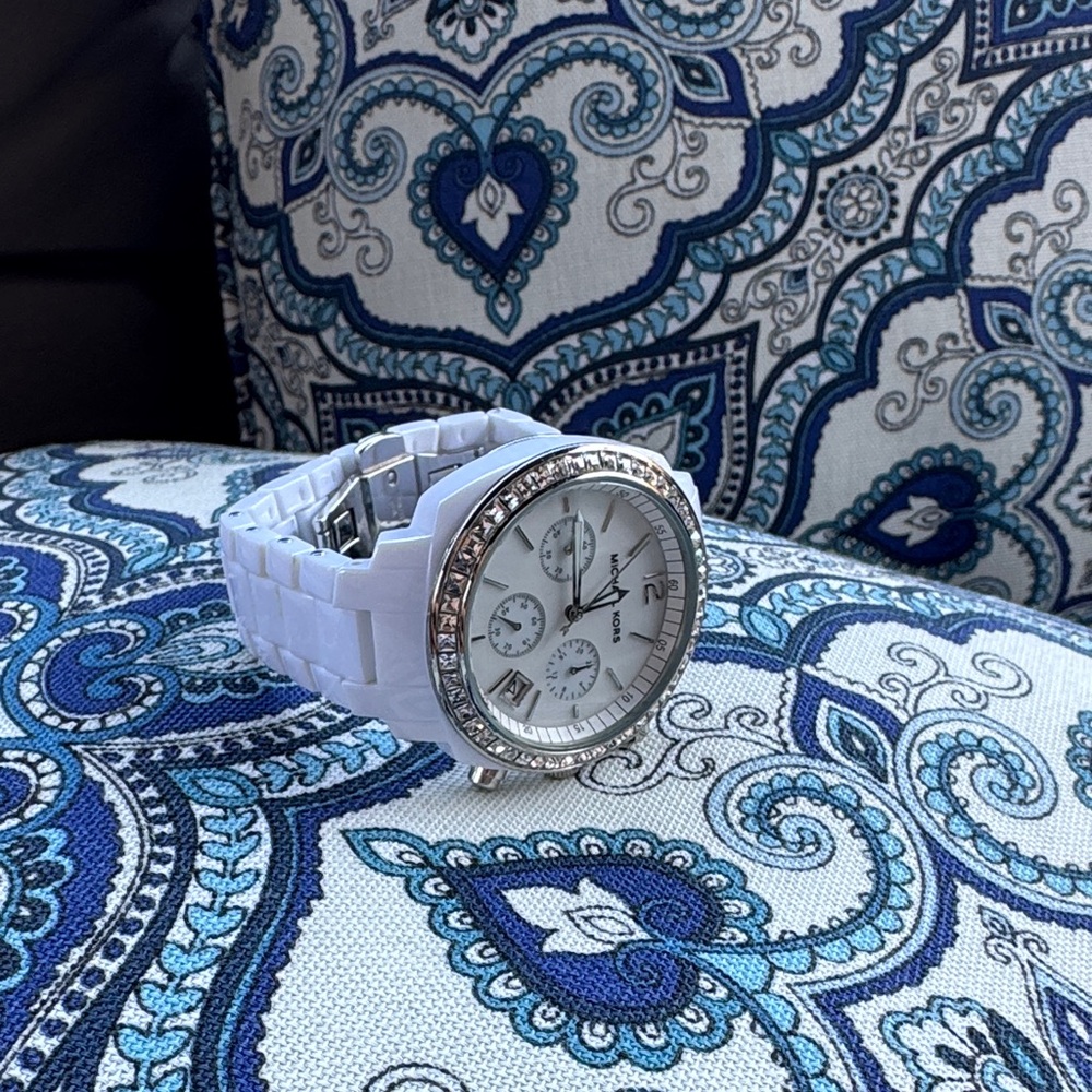Michael Kors White and Silver Women's Watch